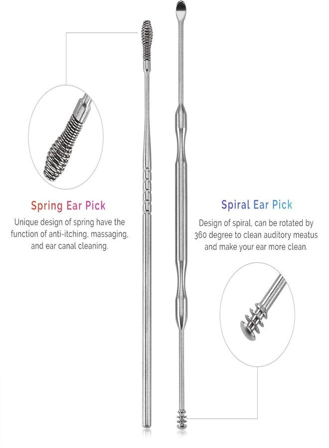 MEDca Stainless Steel Ear Curette Cleansing Kit - 6 Piece Set with Spiral Spring Pick Unclogger, Thorough Ear Wax Removal and Storage Case - Image 5